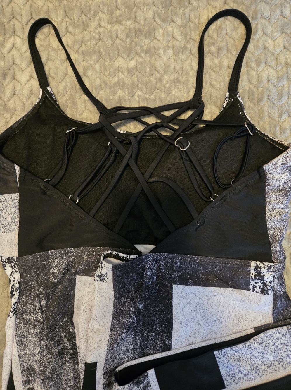 Women's Tankini Swim Shorts Set Black/gray/white NWT Size XL - Picture 3 of 5